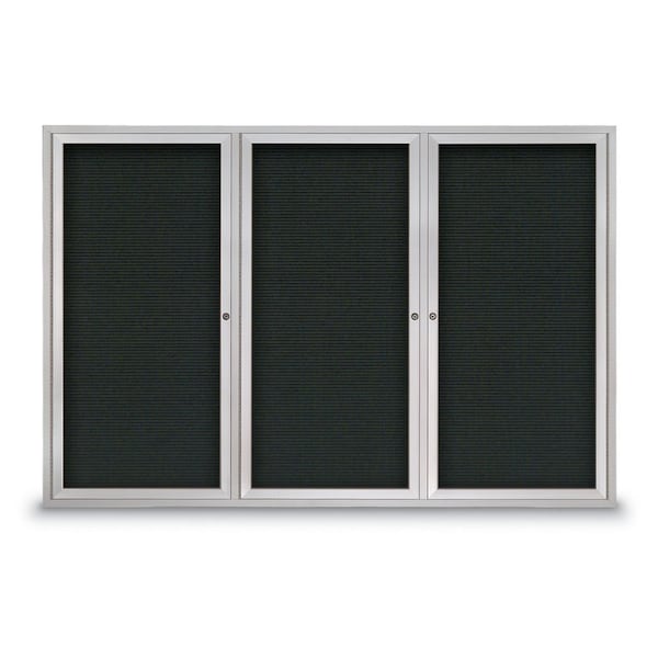 United Visual Products 30"x36" 1-Door Enclosed Outdoor Letterboard, Black Felt/Satin Alum UV1166DSD3036-SATIN-BLACK - main